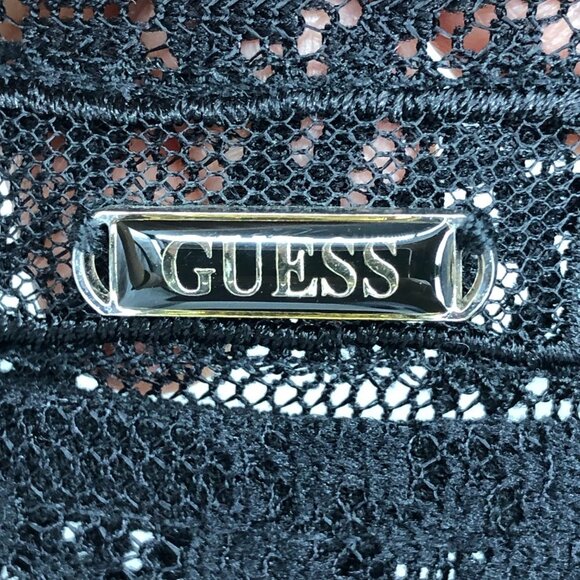 Guess Black Lace Trim 1/2 Sleeve Fitted High Neck Mini Dress size XS - Picture 6 of 15